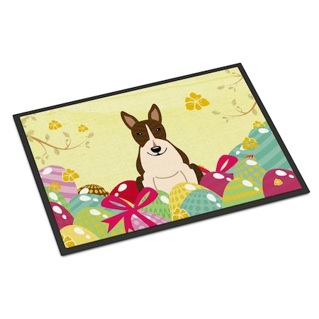Carolines Treasures 24 x 36 in. Easter Eggs Bull Terrier Dark Brindle Indoor or Outdoor Mat BB6136JMAT